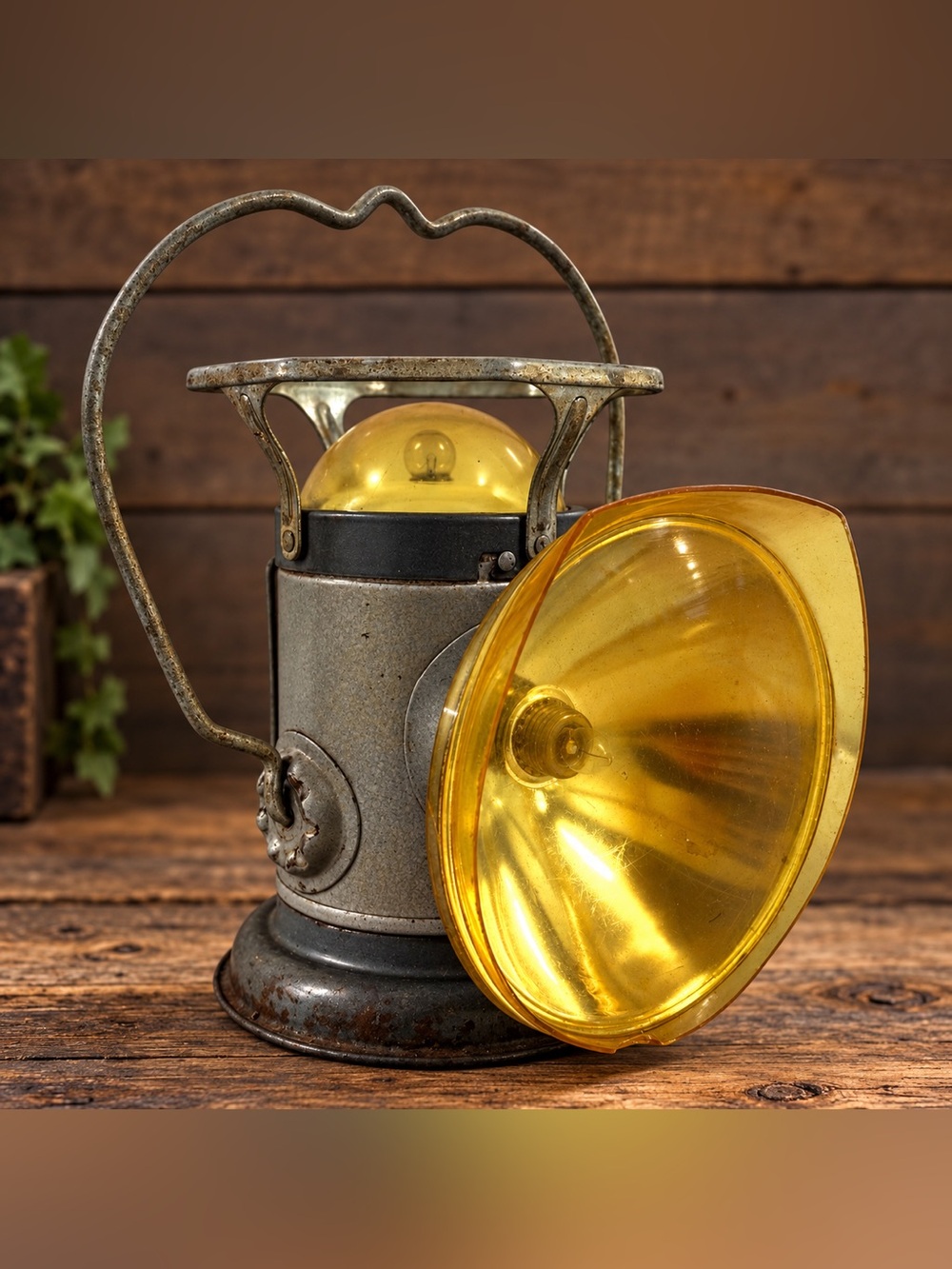 Vintage Delta Powerlite 6V Dual Light Lantern Amber Lens Marion Indiana USA
